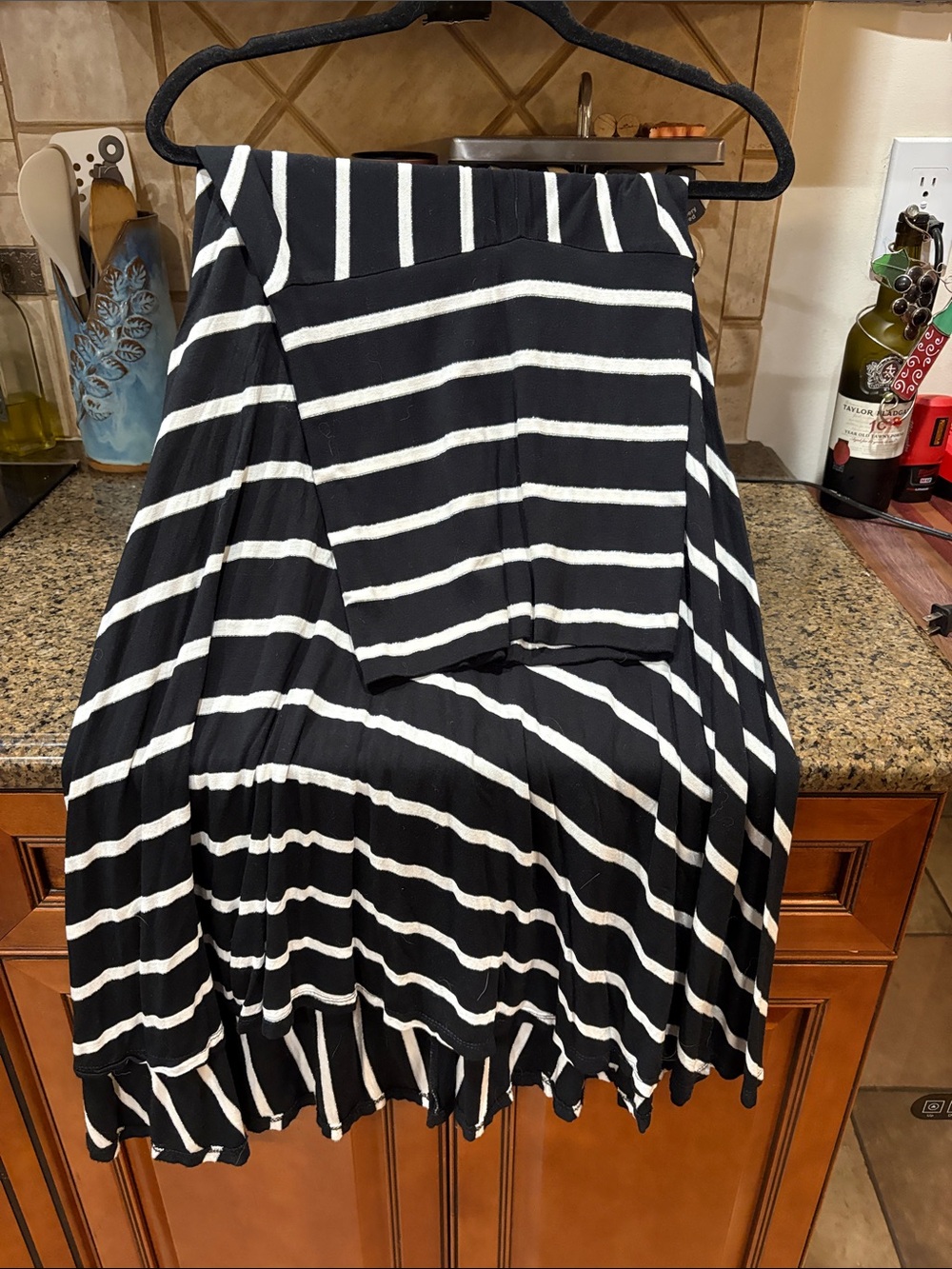 INC International Concepts Black and White Asymmetrical Striped Skirt